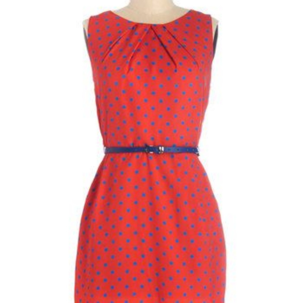 ModCloth Merrily Primary Dress Blue Polka Dots